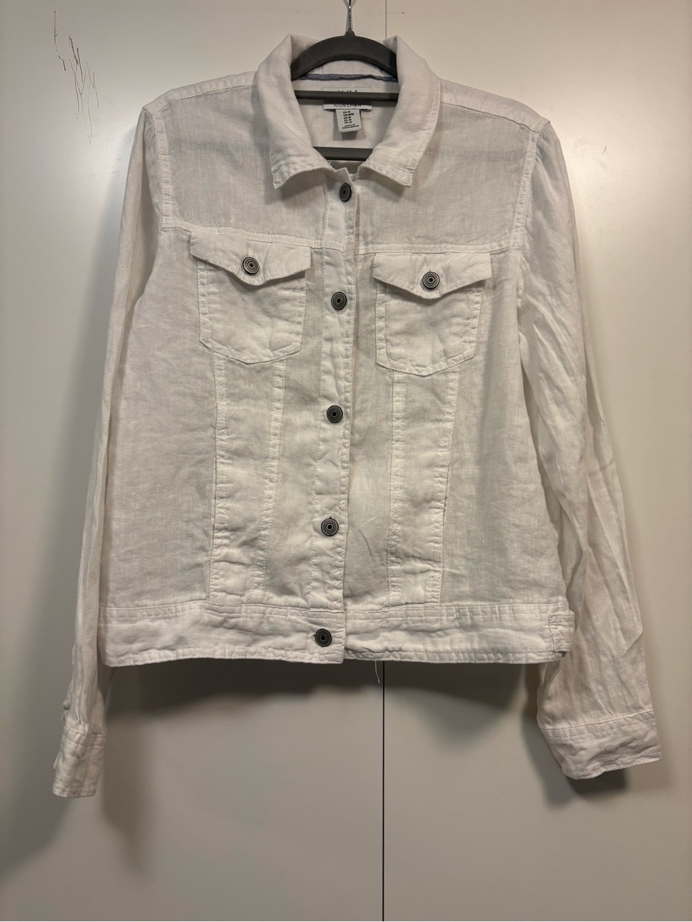 Jones New York White 100% Linen Button-Up Jacket M
